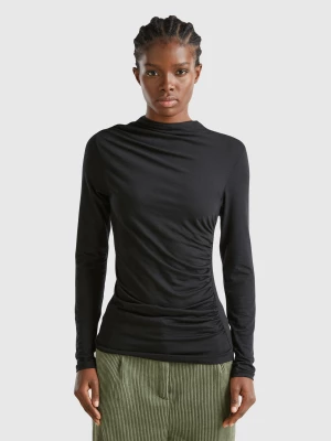 Benetton, Slim Fit Stretch Modal® T-shirt, size XXS, Black, Women United Colors of Benetton