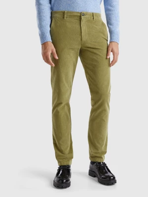 Benetton, Slim Fit Stretch Velvet Trousers, size 56, Military Green, Men United Colors of Benetton