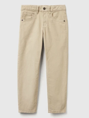 Benetton, Slim Fit Stretch Velvet Trousers, Size: XL, Beige, Kids United Colors of Benetton