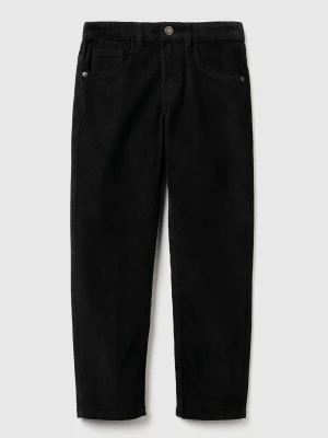 Benetton, Slim Fit Stretch Velvet Trousers, Size: XL, Black, Kids United Colors of Benetton