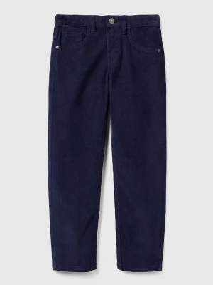 Benetton, Slim Fit Stretch Velvet Trousers, size XL, Dark Blue, Kids United Colors of Benetton