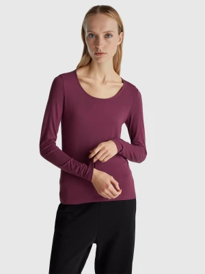 Benetton, Slim Fit Stretch Viscose T-shirt, Size: XS, Plum, Women United Colors of Benetton