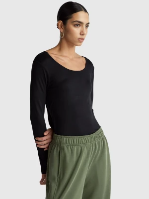 Benetton, Slim Fit Stretch Viscose T-shirt, Size: XL, Black, Women United Colors of Benetton