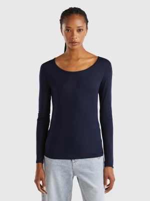 Benetton, Slim Fit Stretch Viscose T-shirt, size XXS, Dark Blue, Women United Colors of Benetton