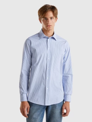 Benetton, Slim Fit Striped Shirt, size L, Light Blue, Men United Colors of Benetton