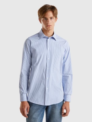 Benetton, Slim Fit Striped Shirt, size XXXL, Light Blue, Men United Colors of Benetton