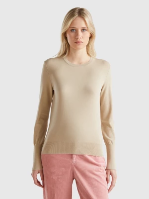 Benetton, Slim Fit Sweater In Viscose Blend, size XS, Beige, Women United Colors of Benetton