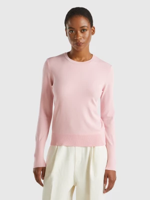 Benetton, Slim Fit Sweater In Viscose Blend, size XL, Soft Pink, Women United Colors of Benetton