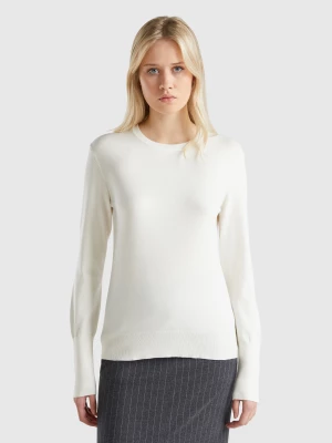 Benetton, Slim Fit Sweater In Viscose Blend, size XS, White, Women United Colors of Benetton