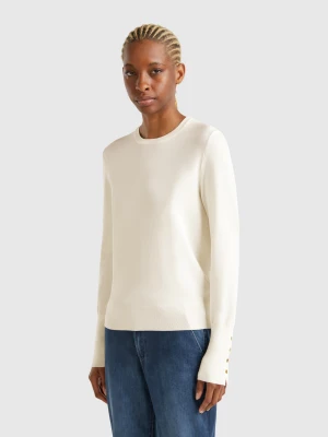 Benetton, Slim Fit Sweater In Viscose Blend, size XXS, White, Women United Colors of Benetton