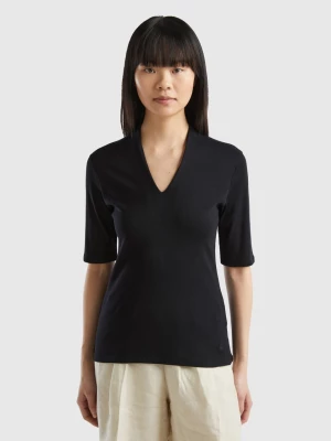 Benetton, Slim Fit T-shirt In Long Fiber Cotton, size S, Black, Women United Colors of Benetton