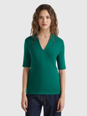 Benetton, Slim Fit T-shirt In Long Fiber Cotton, size S, Dark Green, Women United Colors of Benetton