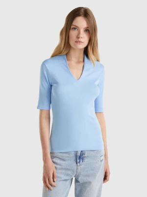 Benetton, Slim Fit T-shirt In Long Fiber Cotton, size S, Light Blue, Women United Colors of Benetton