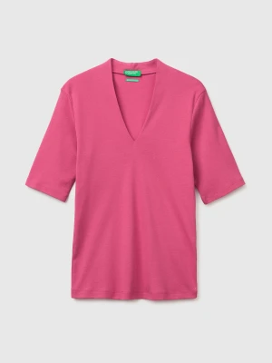 Benetton, Slim Fit T-shirt In Long Fiber Cotton, Size: XS, Plum, Women United Colors of Benetton