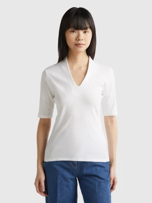 Benetton, Slim Fit T-shirt In Long Fiber Cotton, size XS, White, Women United Colors of Benetton