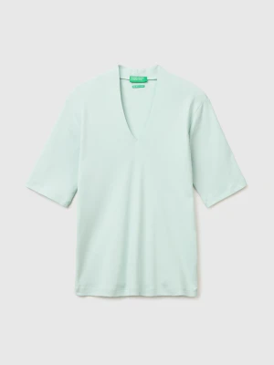 Benetton, Slim Fit T-shirt In Long Fiber Cotton, Size: XXS, Aqua, Women United Colors of Benetton