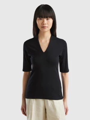 Benetton, Slim Fit T-shirt In Long Fiber Cotton, size XXS, Black, Women United Colors of Benetton