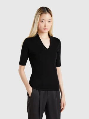 Zdjęcie produktu Benetton, Slim Fit T-shirt In Long Fiber Cotton, size XXS, Black, Women United Colors of Benetton