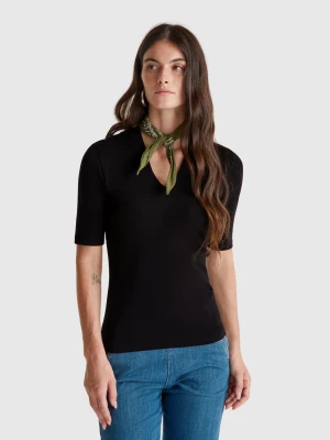 Benetton, Slim Fit T-shirt In Long Fiber Cotton, size XXS, Black, Women United Colors of Benetton