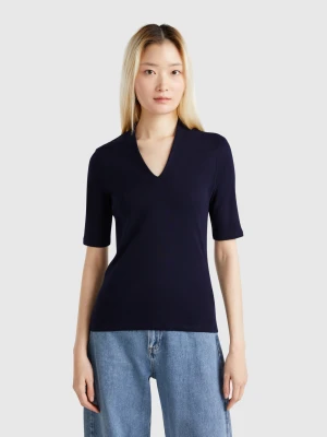 Benetton, Slim Fit T-shirt In Long Fiber Cotton, size XXS, Dark Blue, Women United Colors of Benetton