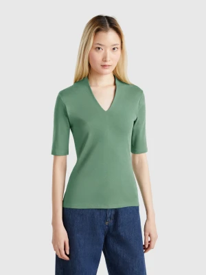 Benetton, Slim Fit T-shirt In Long Fiber Cotton, size XXS, Green, Women United Colors of Benetton