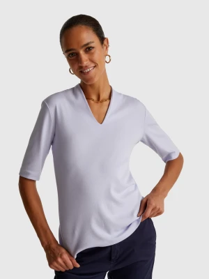 Benetton, Slim Fit T-shirt In Long Fiber Cotton, Size: XXS, Lilac, Women United Colors of Benetton