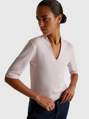 Benetton, Slim Fit T-shirt In Long Fiber Cotton, Size: XXS, Soft Pink, Women United Colors of Benetton