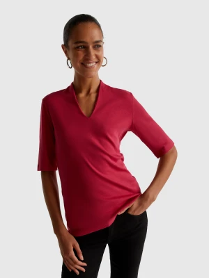 Benetton, Slim Fit T-shirt In Long Fiber Cotton, Size: XXS, Strawberry, Women United Colors of Benetton