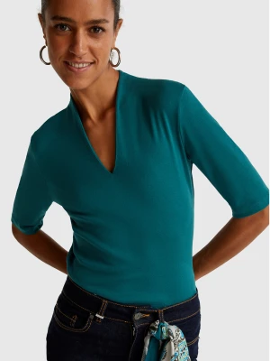 Benetton, Slim Fit T-shirt In Long Fiber Cotton, size XXS, Dark Green, Women United Colors of Benetton