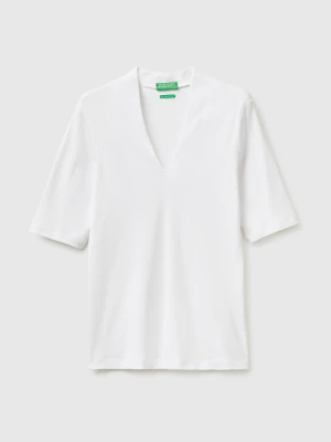 Benetton, Slim Fit T-shirt In Long Fiber Cotton, Size: XXS, White, Women United Colors of Benetton