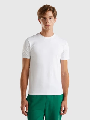 Benetton, Slim Fit T-shirt In Stretch Cotton, size L, White, Men United Colors of Benetton