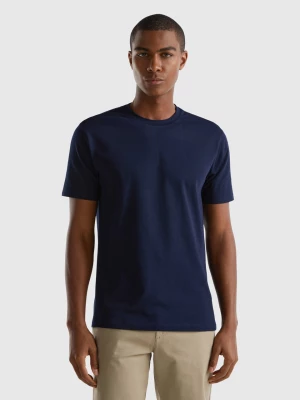 Benetton, Slim Fit T-shirt In Stretch Cotton, size XXL, Dark Blue, Men United Colors of Benetton
