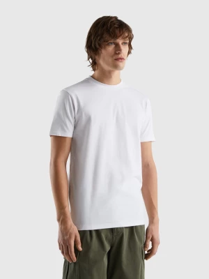 Benetton, Slim Fit T-shirt In Stretch Cotton, size XXXL, White, Men United Colors of Benetton
