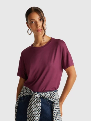 Benetton, Slim Fit T-shirt In Stretch Viscose, Size: XS, Plum, Women United Colors of Benetton