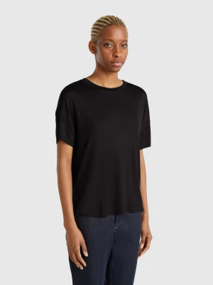 Benetton, Slim Fit T-shirt In Stretch Viscose, size XXS, Black, Women United Colors of Benetton