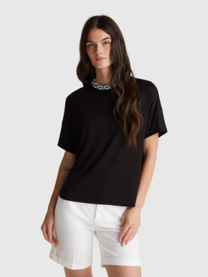 Benetton, Slim Fit T-shirt In Stretch Viscose, Size: XXS, Black, Women United Colors of Benetton