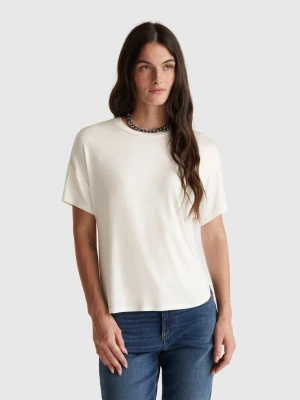 Benetton, Slim Fit T-shirt In Stretch Viscose, Size: XXS, Creamy White, Women United Colors of Benetton