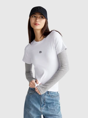 Benetton, Slim Fit T-shirt, size S, White, Women United Colors of Benetton
