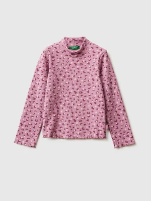 Benetton, Slim Fit T-shirt With Animal Print, Size: 116, Pink, Kids United Colors of Benetton