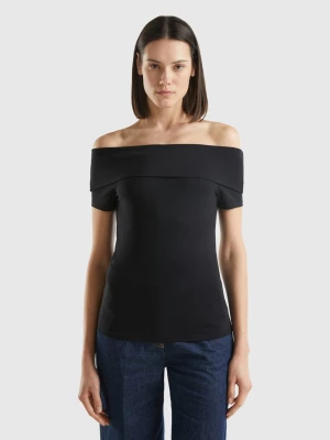 Benetton, Slim-fit T-shirt With Bare Shoulders, size L, Black, Women United Colors of Benetton