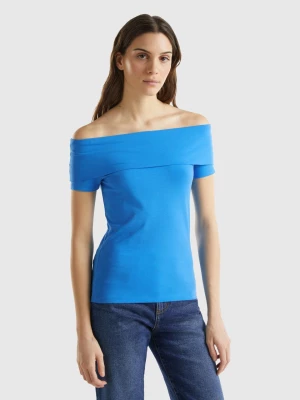 Benetton, Slim-fit T-shirt With Bare Shoulders, size M, Blue, Women United Colors of Benetton