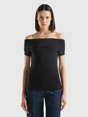 Benetton, Slim-fit T-shirt With Bare Shoulders, size S, Black, Women United Colors of Benetton