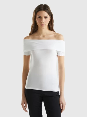 Benetton, Slim-fit T-shirt With Bare Shoulders, size S, White, Women United Colors of Benetton