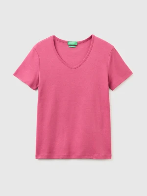 Benetton, Slim Fit T-shirt With V-neck, Size: XXS, Plum, Women United Colors of Benetton