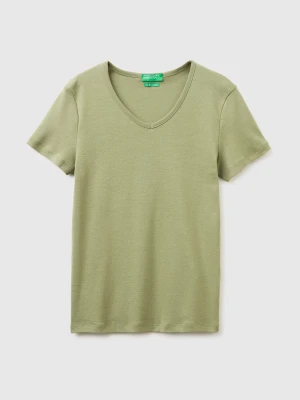 Benetton, Slim Fit T-shirt With V-neck, Size: XXS, Women United Colors of Benetton