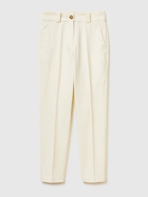 Benetton, Slim Fit Trousers, Creamy White, Women United Colors of Benetton