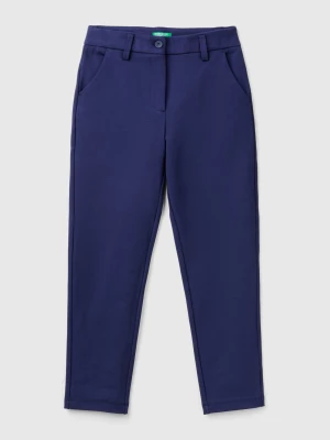 Benetton, Slim Fit Trousers In Viscose Blend, size 2XL, Dark Blue, Kids United Colors of Benetton