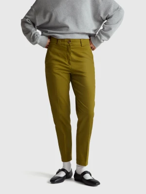 Benetton, Slim Fit Trousers, Military Green, Women United Colors of Benetton