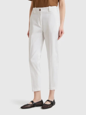 Benetton, Slim Fit Trousers, size , White, Women United Colors of Benetton