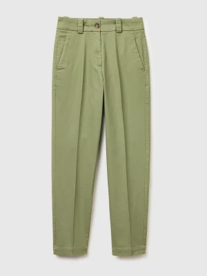 Benetton, Slim Fit Trousers, Olive Green, Women United Colors of Benetton